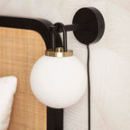 Black Plug in Wall Light