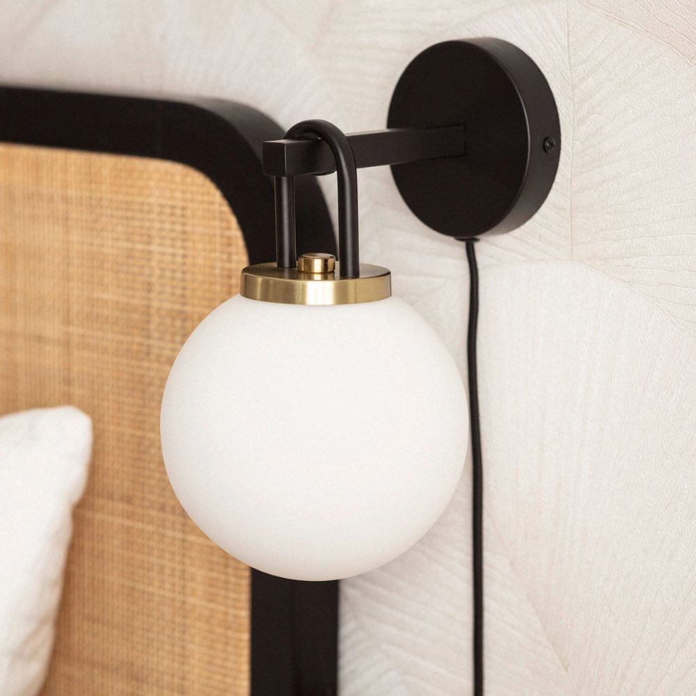 Black Plug in Wall Light