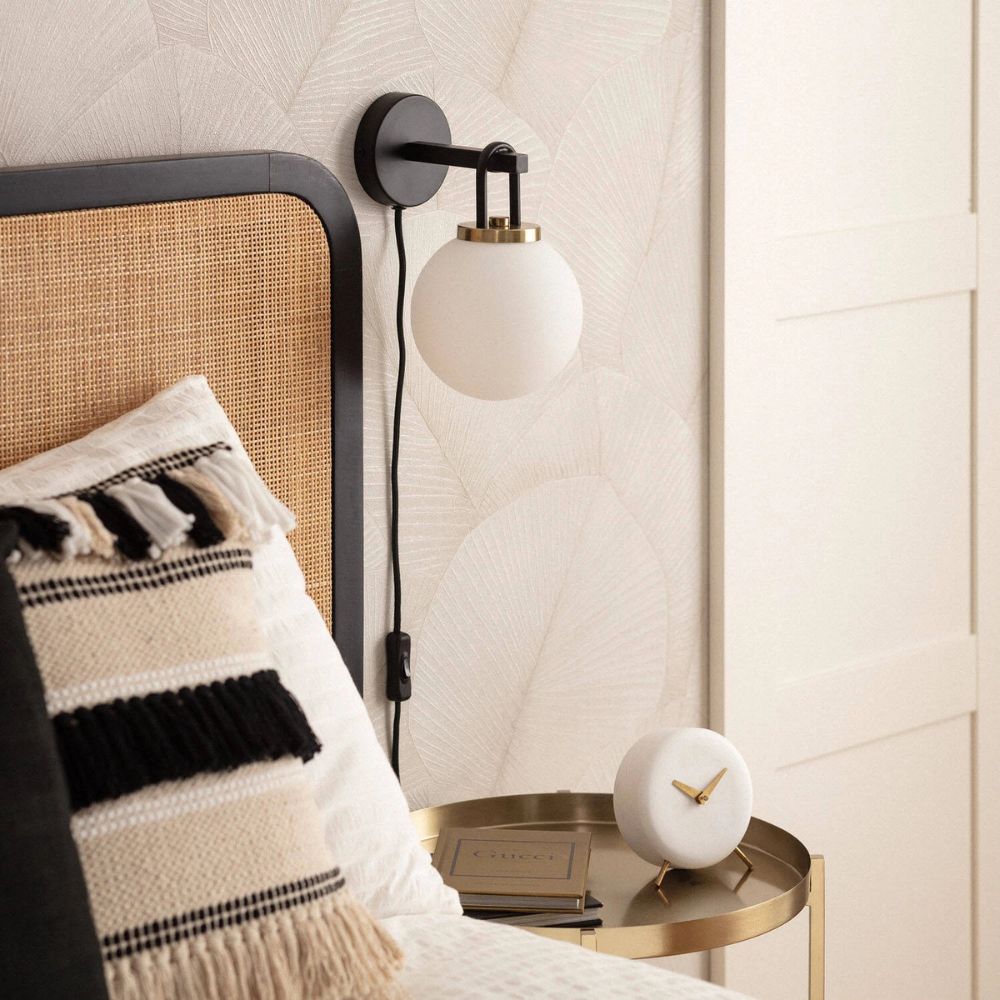 Black Plug in Wall Light