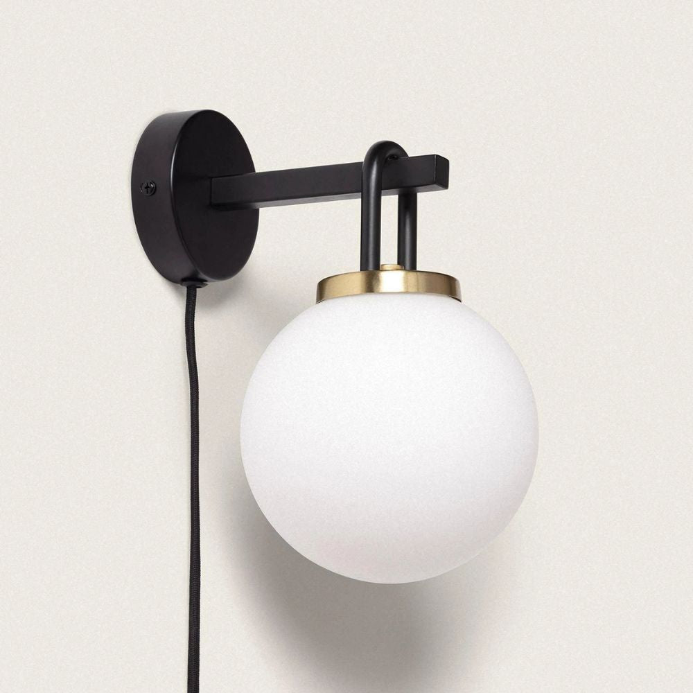 Black Plug in Wall Light