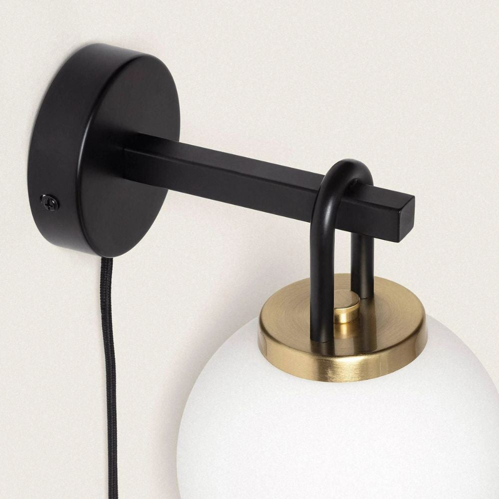Black Plug in Wall Light
