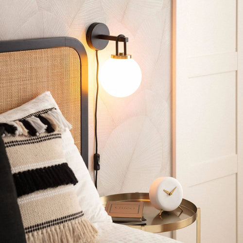 Black Plug in Wall Light