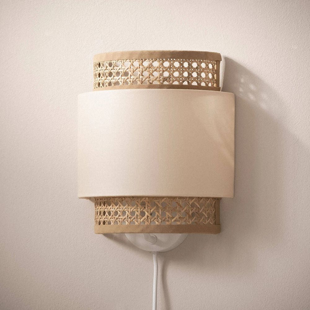 Rattan Plug in Wall Light