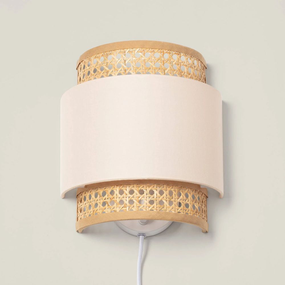 Rattan Plug in Wall Light