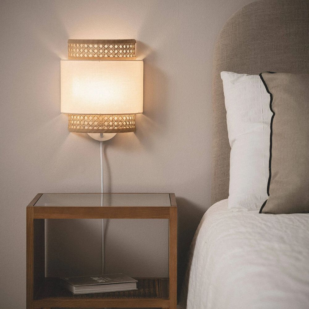 Rattan Plug in Wall Light